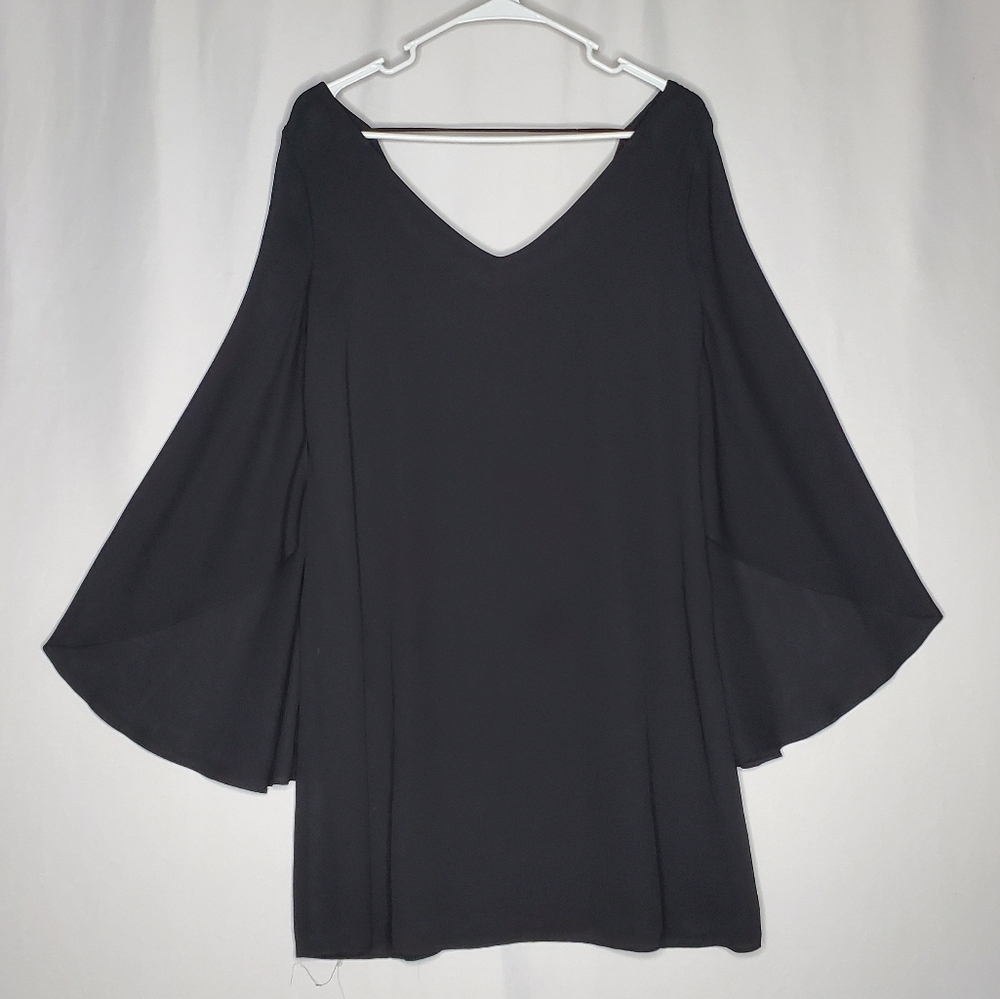 Atina Cristina Dress 12 Black Chiffon Cape Overly Mini Witchy‎ Whimsigoth Fairy